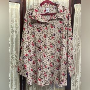 JUST MY SIZE FLORAL BUTTON DOWN BLOUSE - SZ 4X